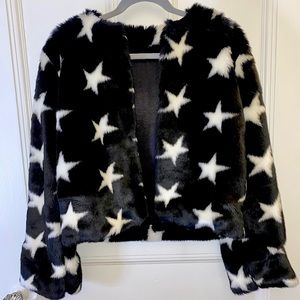 John Eshaya Faux Fur Reversible Star Coat